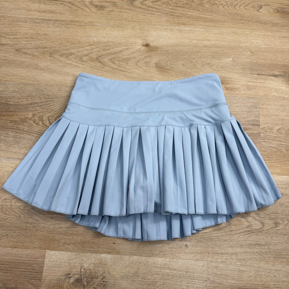 Goldhinge Blue Pleated Tennis Skirt Women W 26" L 13" Pockets Golf Pickleball